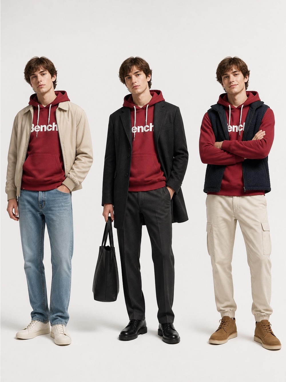 Bench Burgundy Logo Hoodie Men’s M | Back-to-School Must-Have Deal 🍎📚